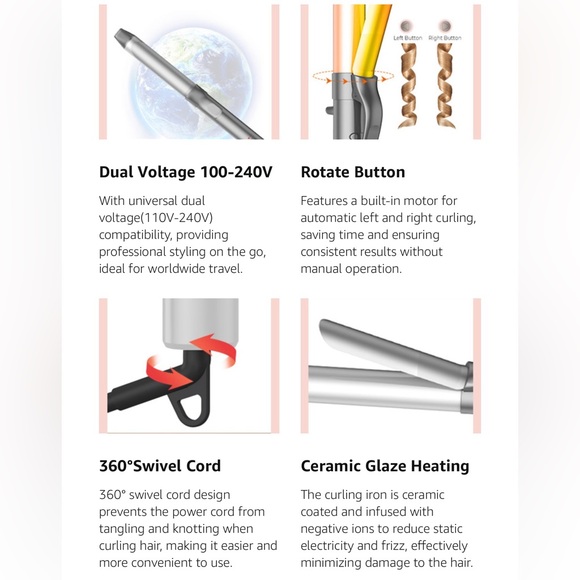 Self Curling Hair Curler, Automatic Curling Iron, 5 Heat Settings Curling Wand - Picture 10 of 13